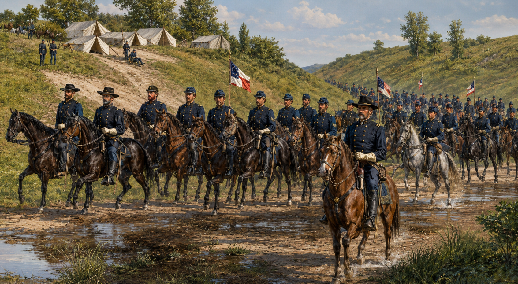 Civil War cavalry military procession