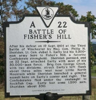 Historical marker for the Battle of Fisher's Hill, Virginia